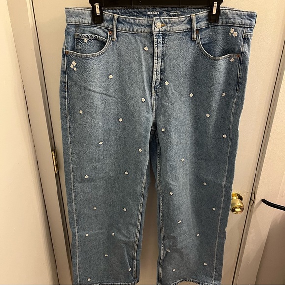 Old Navy Sky High Ride Wide Leg Daisy Print Jeans Size 18 Petite - Picture 5 of 8